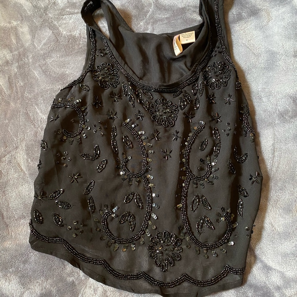 Beaded sheer crop top
